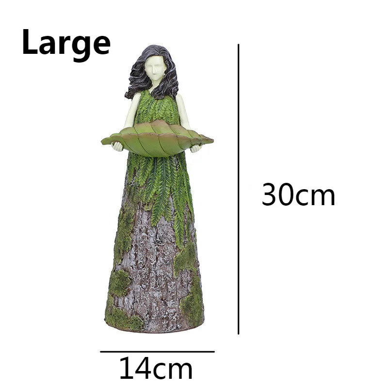 

Sherwood Fern Fairy Statuary with Bird Feeder Resin Ornament Outdoor Garden Decoration Crafts Statue Woman Beauty Sculptures