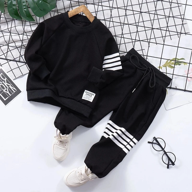 

Children Clothes Kids Suit Warm Sweater Boys Striped Pullover Sweatshirt Pant Winter Autumn Girl Boy Tracksuit Sportswear