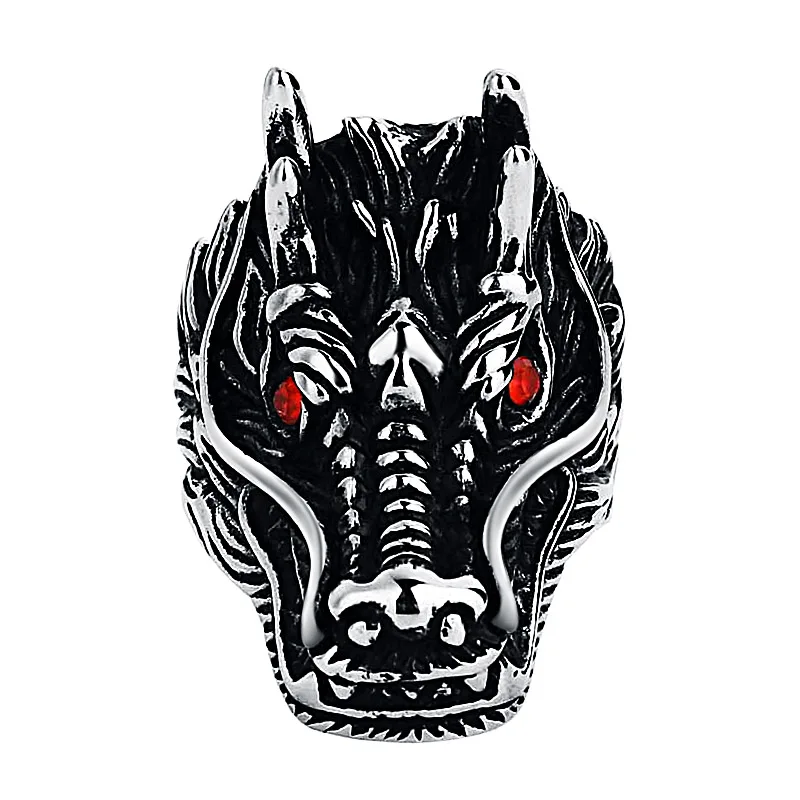 Мужское кольцо в стиле панк с головой дракона праздничная бижутерия кольцами из