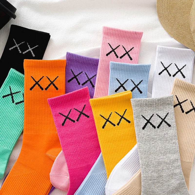 Модные Женские однотонные носки INS весна зима XX Дышащие хлопковые в японском