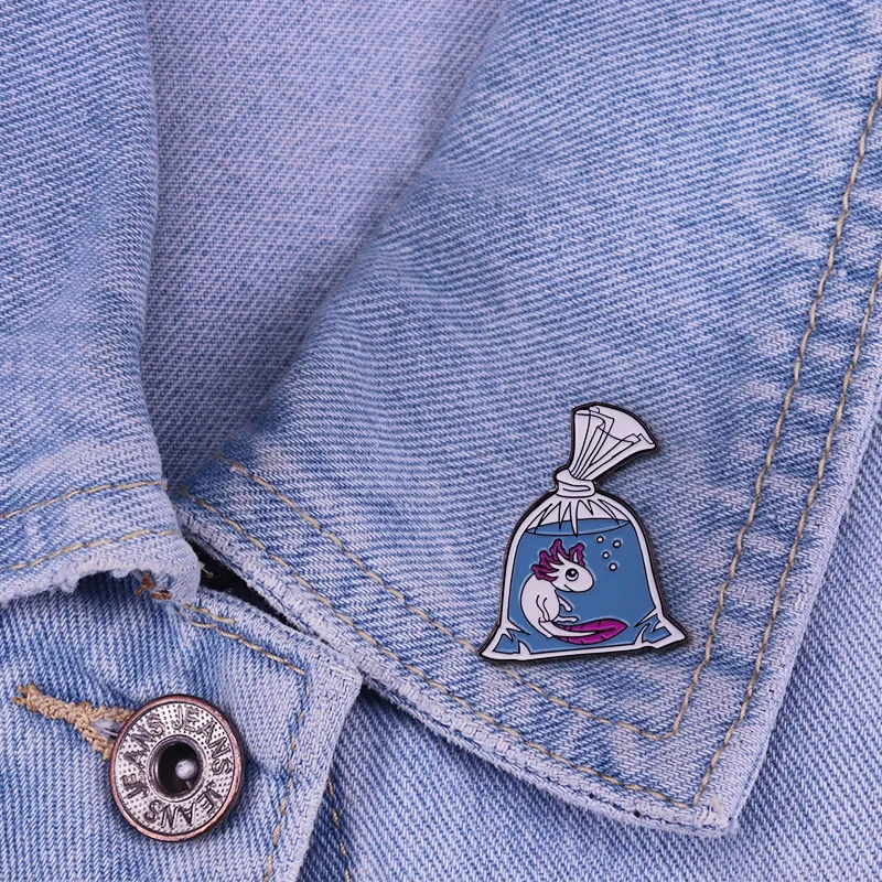 Милые амфибии жесткие эмалевые булавки мультфильм аниме Саламандра Броши Модные