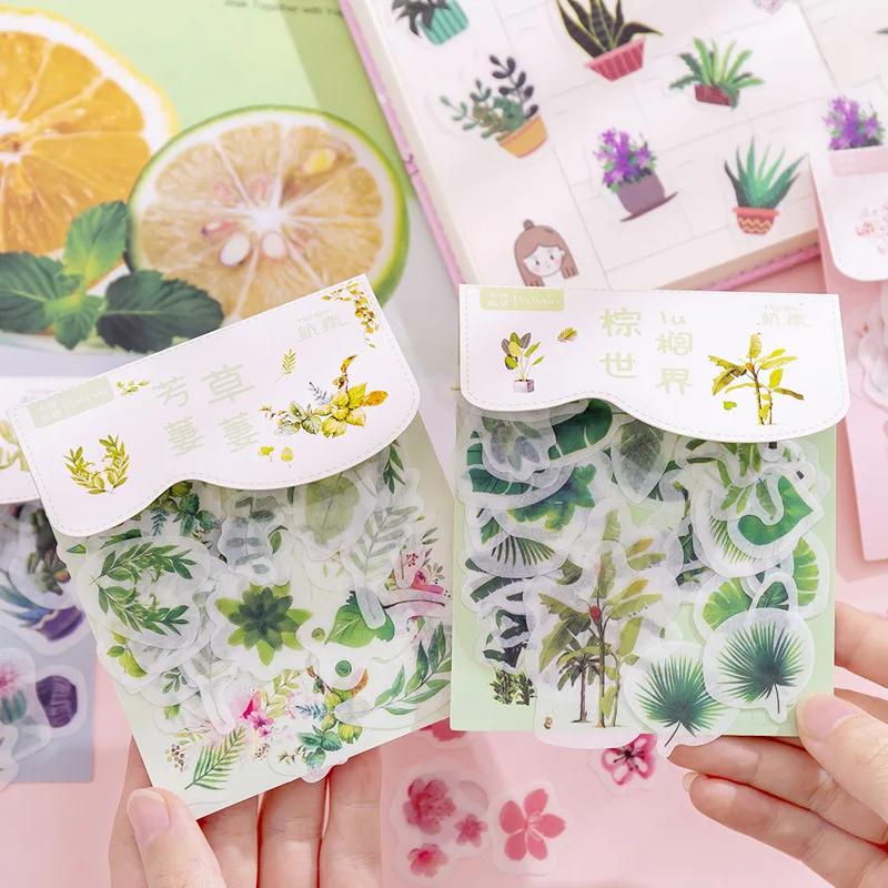 40 шт. красивые наклейки серии растений креативные бумажные материалы для