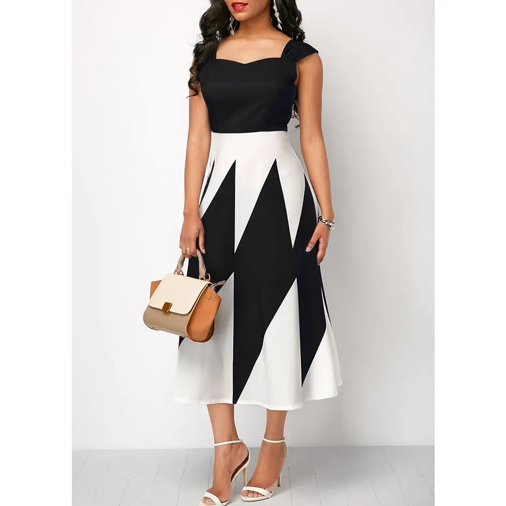 Летнее платье женское Повседневное размера плюс стройнящие Лоскутные Цвет