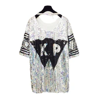t shirt women 2022 summer sequined womens short sleeve t shirts female letters tee tops