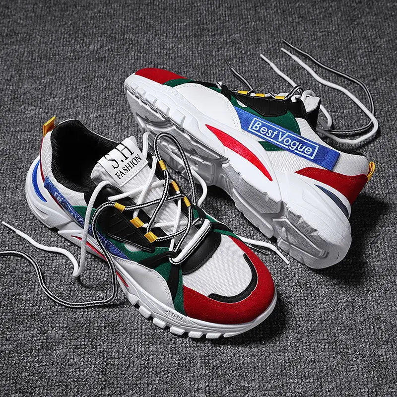 

New Four Seasons Youth Fashion Trend Platform Shoes Men Casual Ins Hot Sell Sneakers Men New Colorful Dad Shoes Male Big Size 44