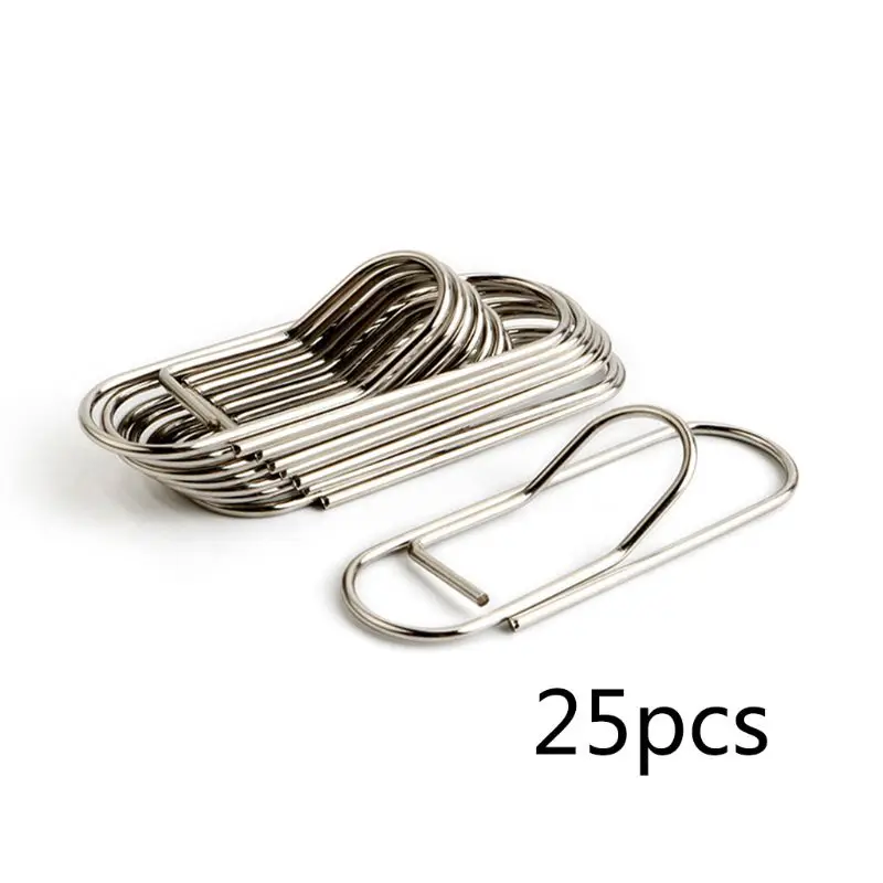 

25Pcs Stainless Steel Pen Holder Clip for Notebook Journals Paper Clipboard Pictures School Office Supplies