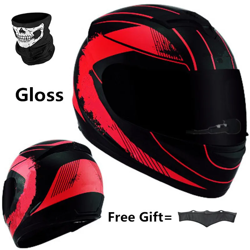 Unisex-Adult's Full-Face Style  Bluetooth-compatible Integrated Motorcycle Helmet with Graphic (Matte Black Red, MEDIUM)