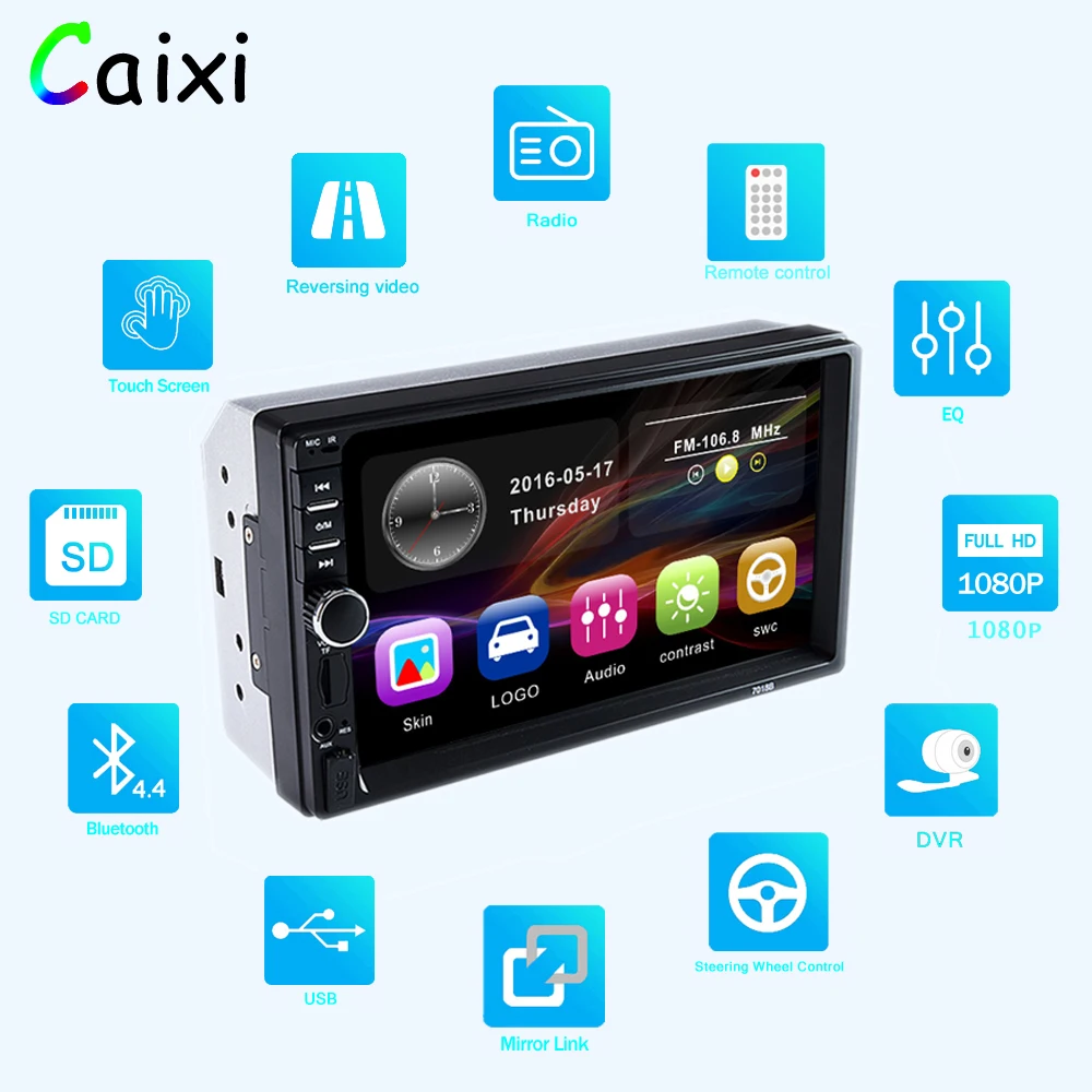 Автомагнитола 2 din с 7 дюймовым HD экраном мультимедийный плеер сенсорным