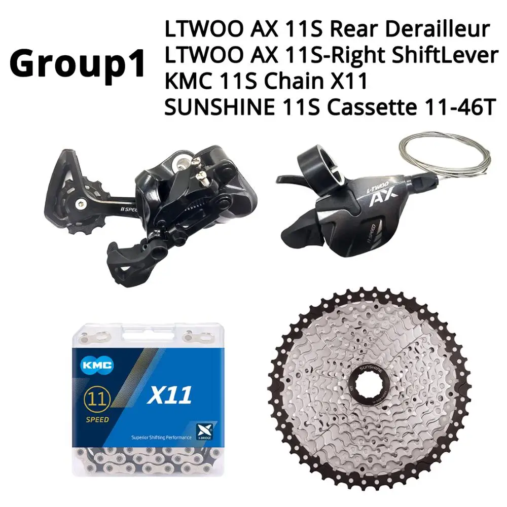 no chainring 11-46T LTWOO AX 1X11S 11 S 11 speed Groupset рычаг переключения передач задний переключатель KMC X11 SUNSHINE Cassette 46T 50T 52T MOTSUV Chainring 32-38T - Цвет: no chainring 11-46T