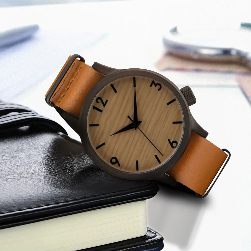 Оригинальные повседневные деревянные часы минималистичные деловые мужские
