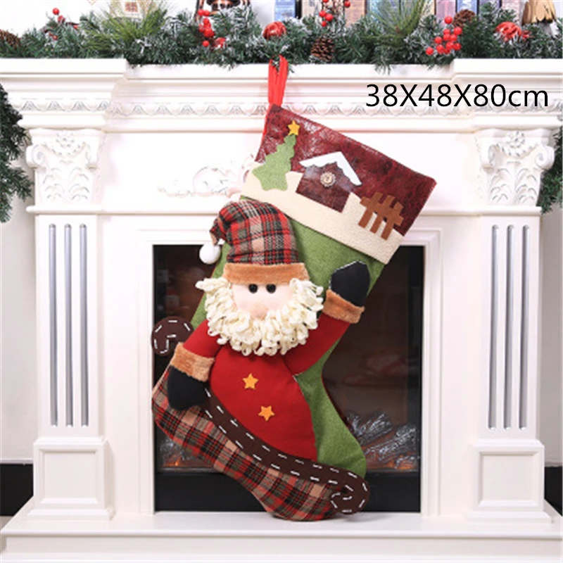Рождественский чулок супер большой Носок сумки для конфет новогодние подарки