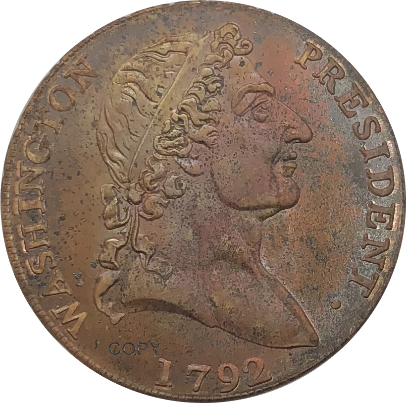 

Монета из красной меди в США, 1792 см, с римскими цифрами