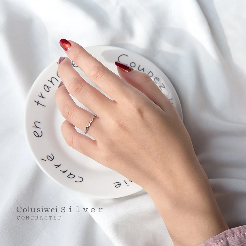 COLUSIWEI реальные 925 стерлингового серебра волна уход за кожей лица кольцо для