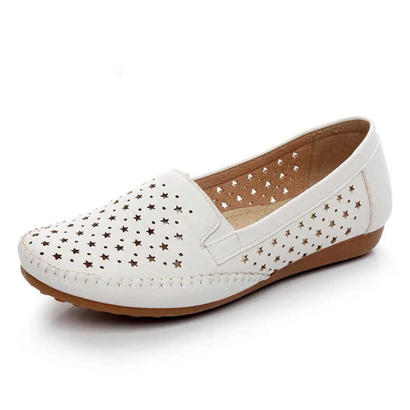 

2019 summer breathable women loafers shoes soft bottom female flats comfortable soft PU leather casual women shoes