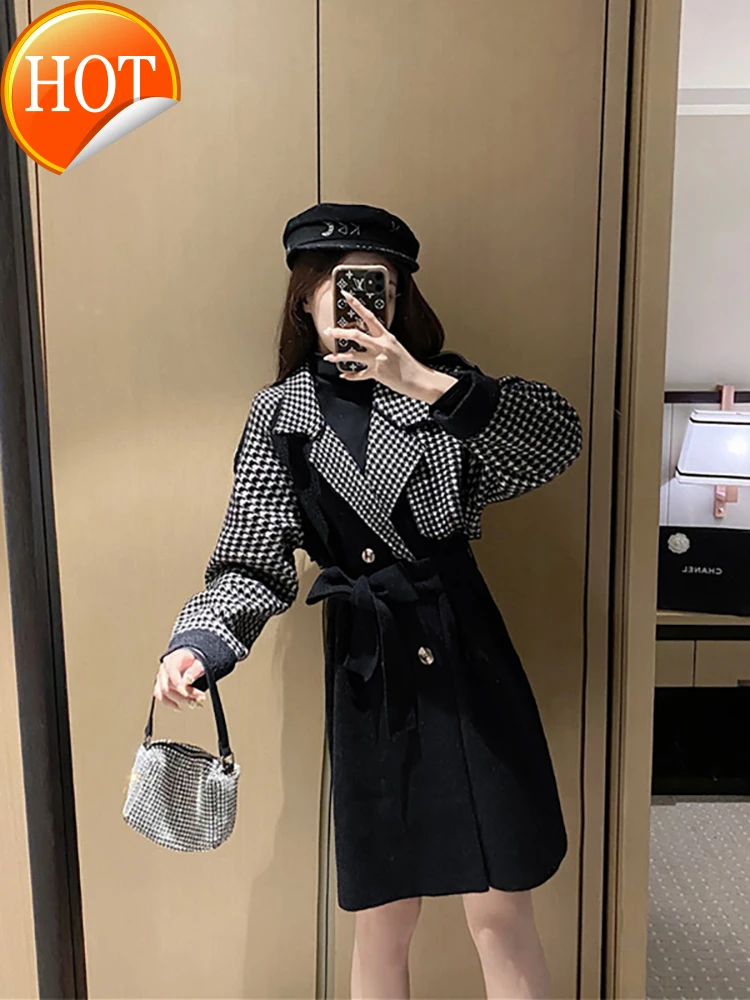 

Blue Hepburn fur coat 2020 new winter wear medium length loose lady thousand bird style coat