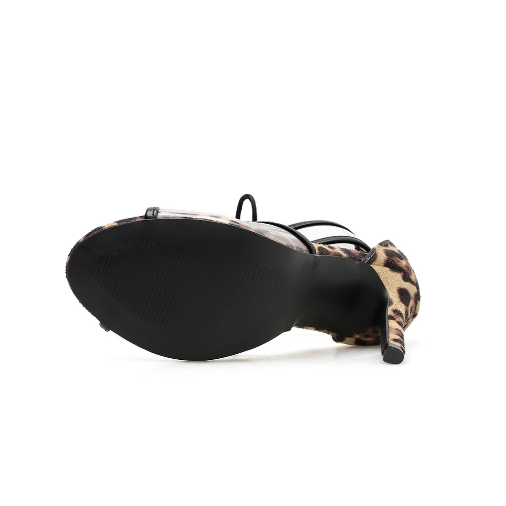 ELVIRAS/Новинка женские босоножки из ПВХ с леопардовым принтом прозрачные вечерние