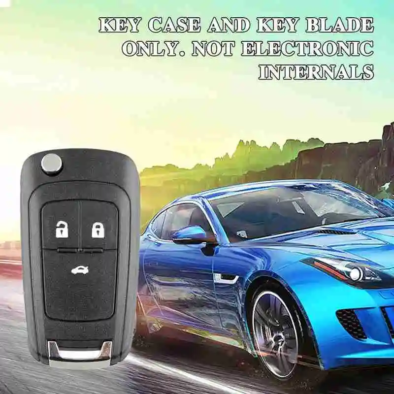 

Black 3 Button Remote Folding Car Fob Key Shell Case Cover for Cruze
