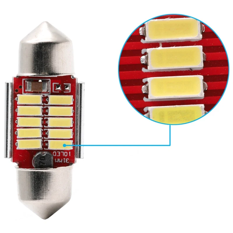 

10X 36mm Car LED Bulb Car LED Double Tip Light Festoon Error Free Canbus License Light Reading Dome Bulb Auto Car Accessories