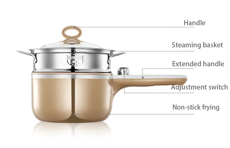 110V/220V Mini Multifunctional Electric Cooking Pot Machine Single/Double Layer Available Rice Cooker Steamed Non-stick coating