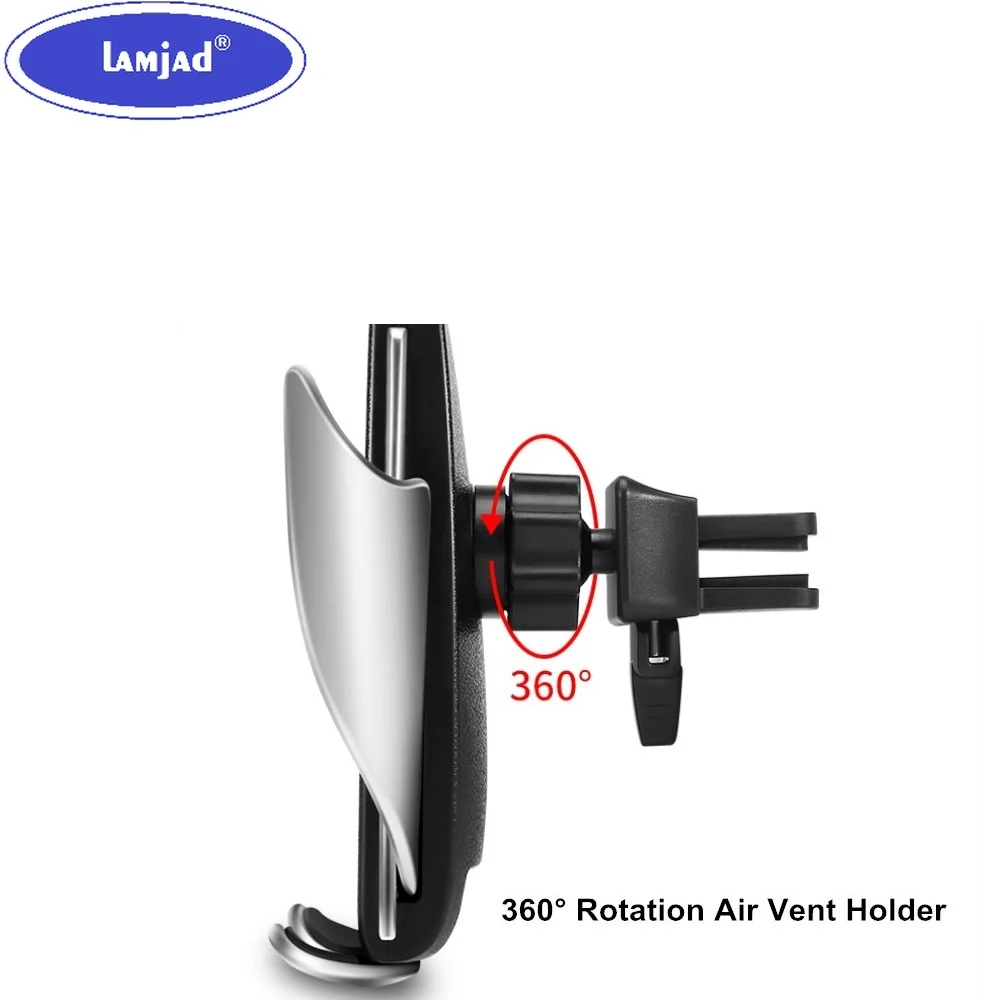 

S5 Car Wireless Mobile Charger Automatic Phone Holder Infrared Fast Qi Quickly Clamping Mount Air Vent for Samsung Huawei