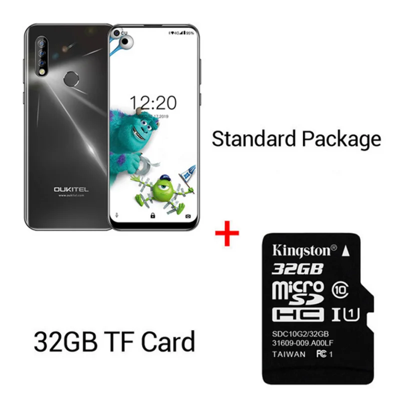 Мобильный телефон OUKITEL C17 Pro 6,3" 19:9 Android 9,0, Восьмиядерный процессор MT6763, 4 Гб ОЗУ, 64 Гб ПЗУ, отпечаток пальца, 3900 мА/ч, тройная камера Sma - Цвет: Black N 32GB Card