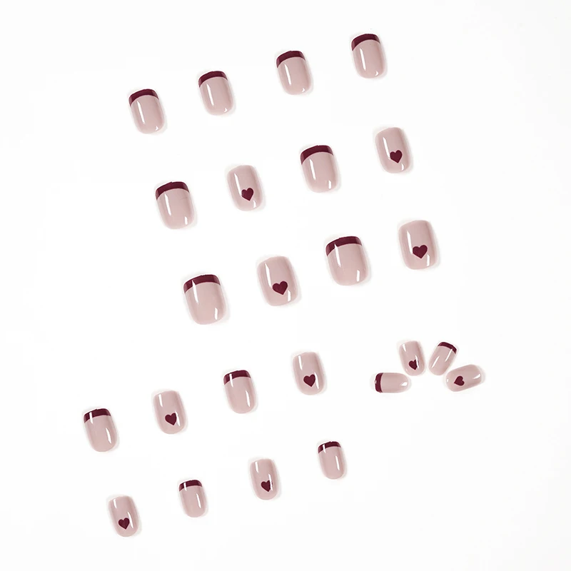 

Fake Nails Short Love Coffee Nail Stickers Complete Nail Stickers 24 Nail Stickers With Glue STTX889