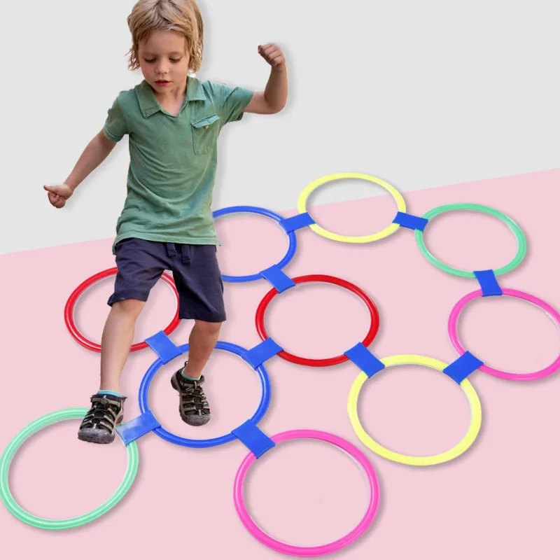 outdoor fun game jumping ring kindergarten teaching sports toys hopscotch jump to the grid children sensory training equipment free global shipping