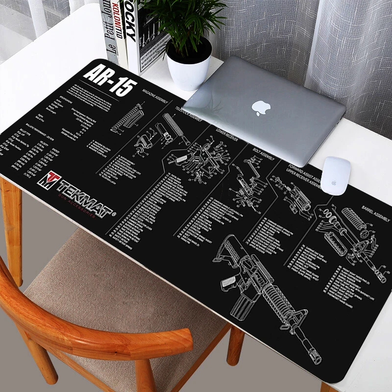 Black Ar 15 Ak47 Gun Gaming Mouse Pad Gamer XL Custom HD Home Mousepad XXL MousePads Soft Anti Slip Office Rubber PC Mice Pad