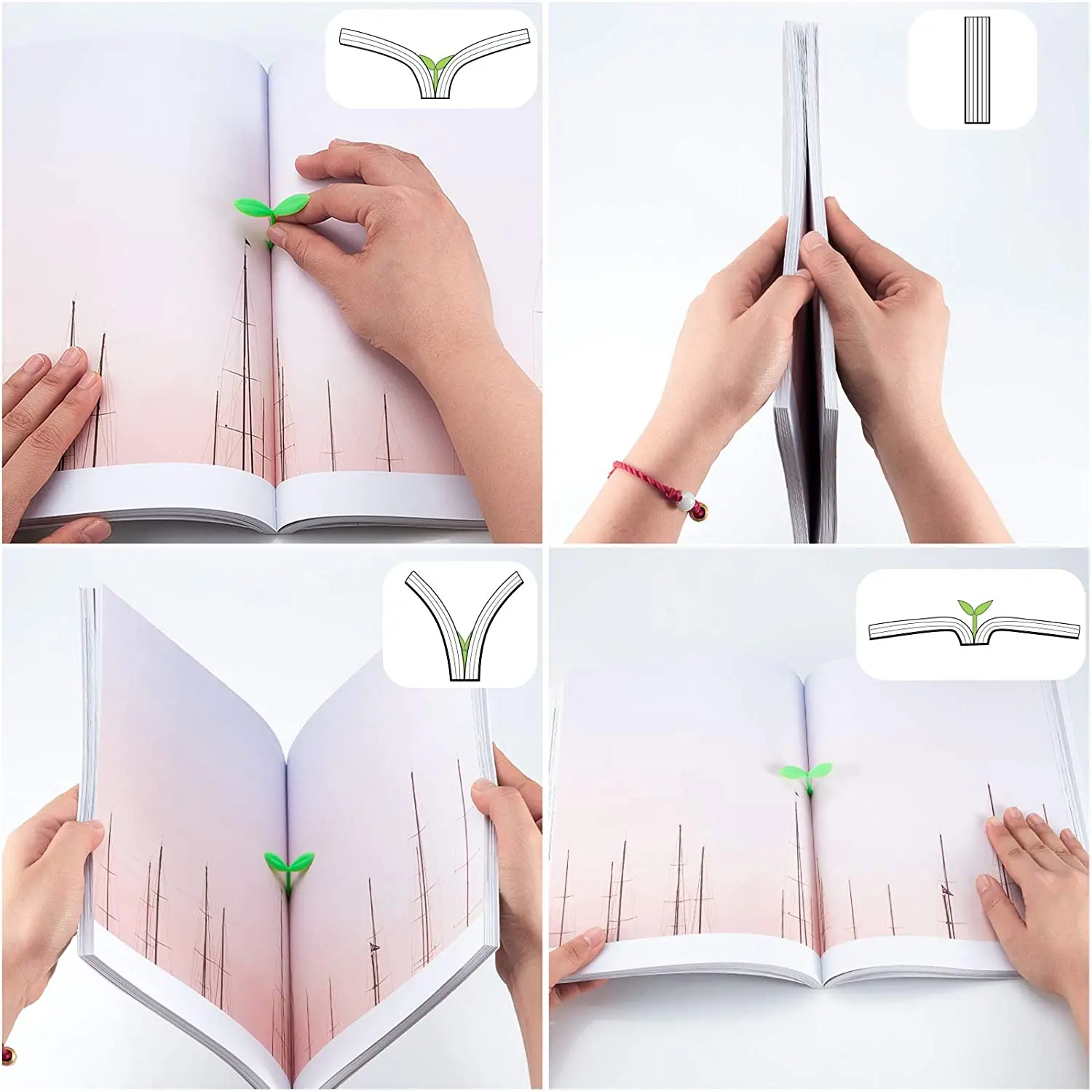

24PCS Sprout Little Green Bookmarks Mini Green Silicone Bookmark Gifts for Bookworm Book Lovers Reading Student Gifts