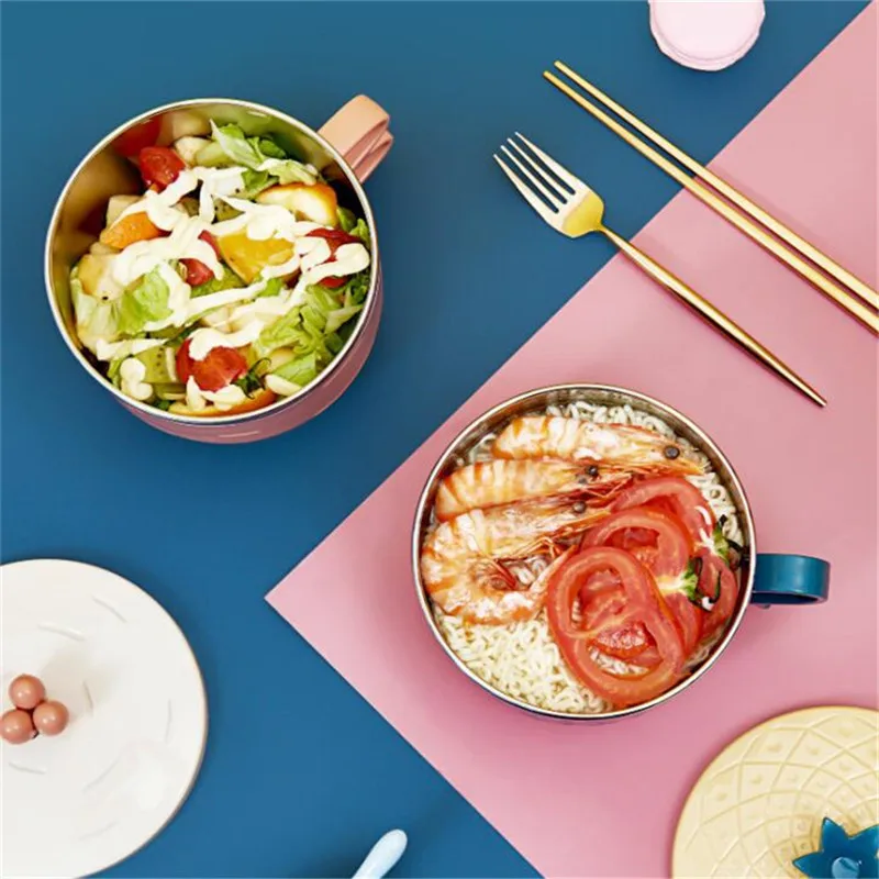 Нержавеющая сталь большая чаша с крышкой Кухня большой суп лапша рис Ramen