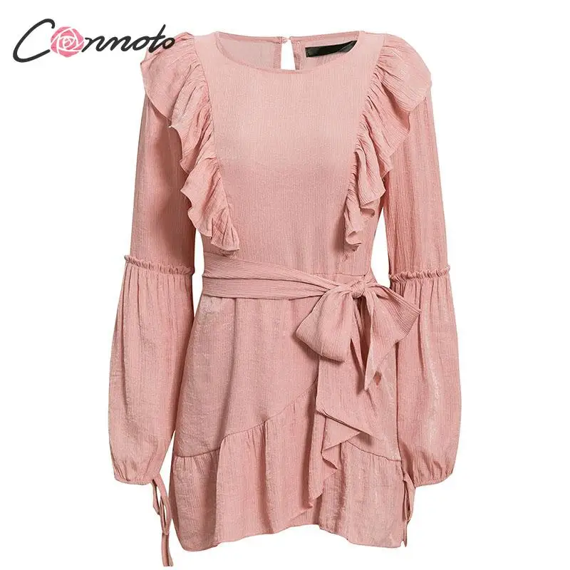 Conmoto/вечерние платья с оборками женские осень-зима 2019 бантом и длинным рукавом