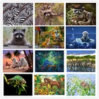 Алмазная вышивка, лошади, Зебра, тигр, медведь, 5D Вышивка крестиком, алмазная живопись, пейзаж, стразы, полный квадратный набор с животными