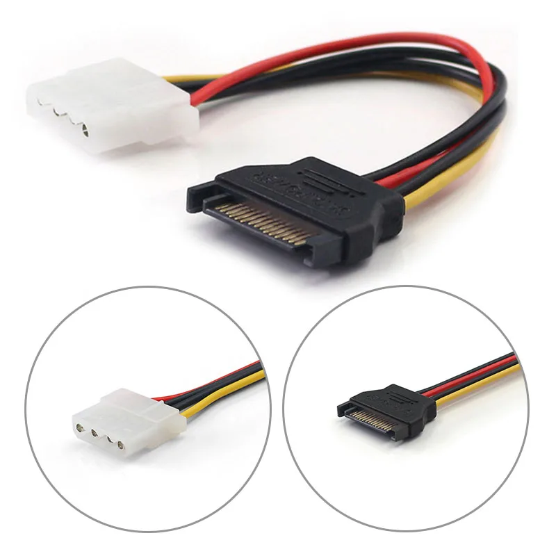 

15-контактный разъем SATA Male To Molex IDE 4 Female Adapter Удлинительный кабель питания компьютерный провод