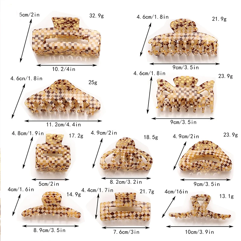 

Geometric Hair Grab Hollow Grab Clip Color Matching Check Hair Clip Korean Version INS Women Girls Elegant Hair Accessories