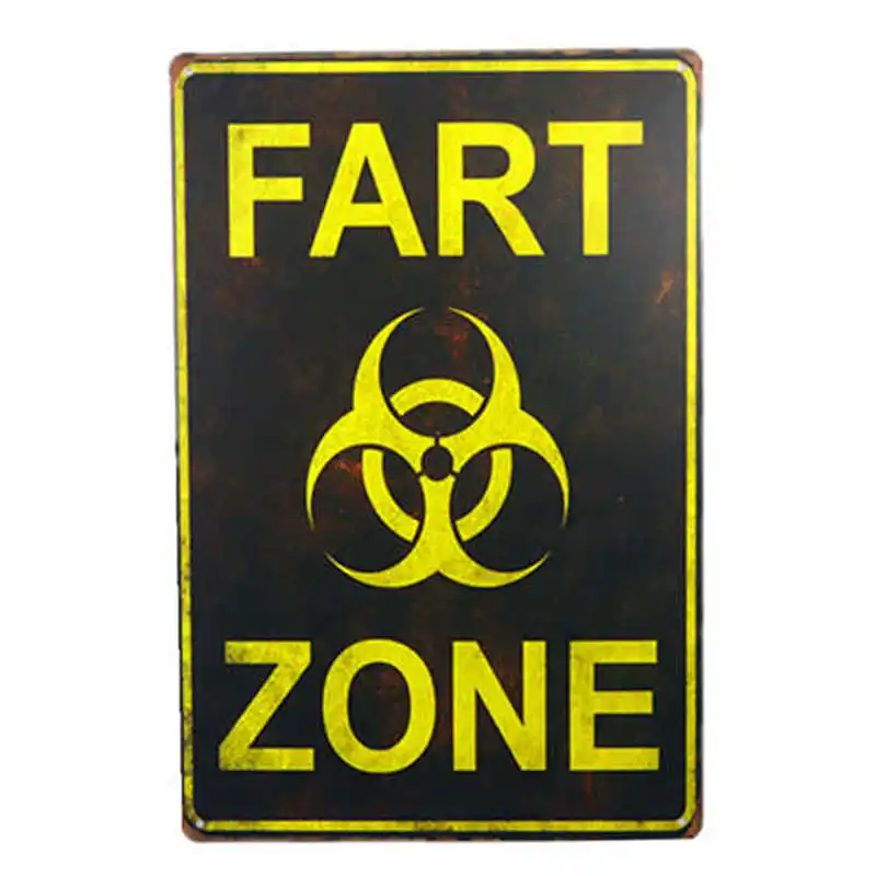 FART ZONE Оловянная табличка потертый шик гараж металлический знак Настенный