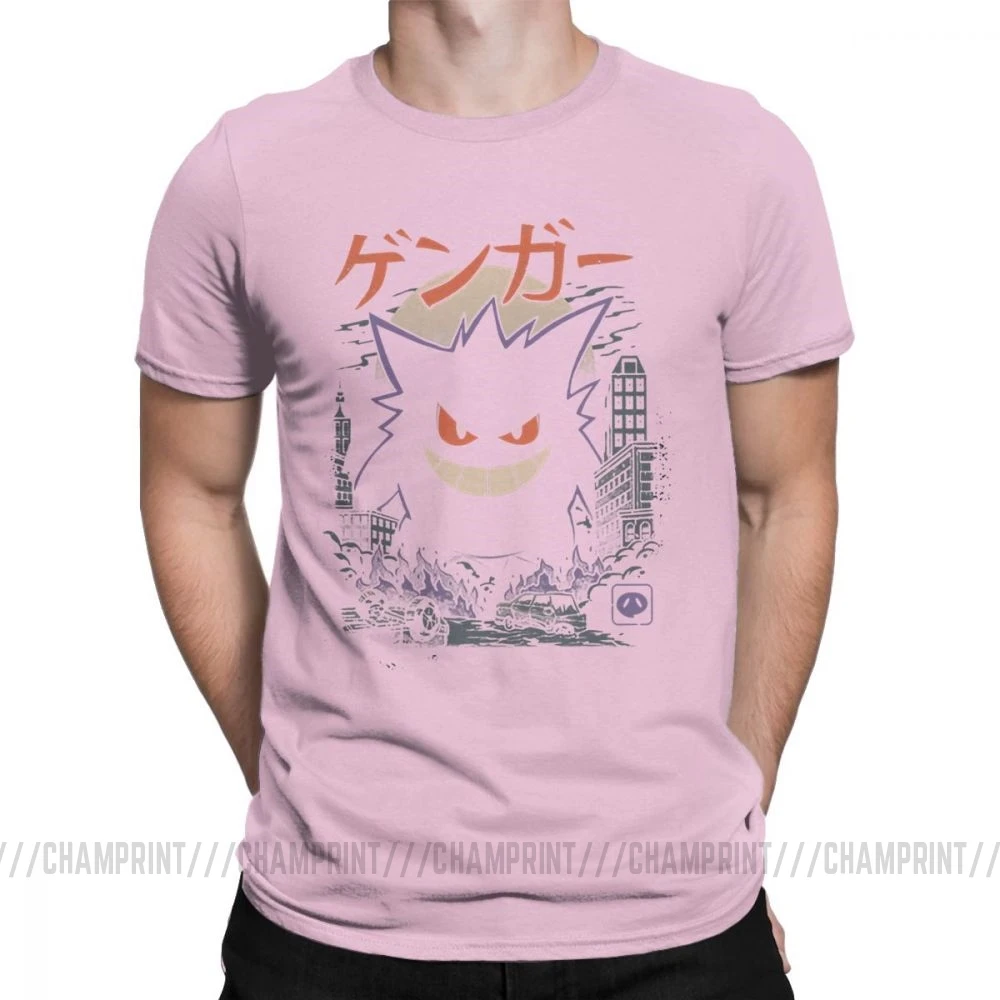 Розовый Gengar Kaiju японский стиль Одежда с покемоном комедии модные футболки для мужчин новинка чистый хлопок тройники короткий рукав Футболка уникальный - Цвет: Розовый