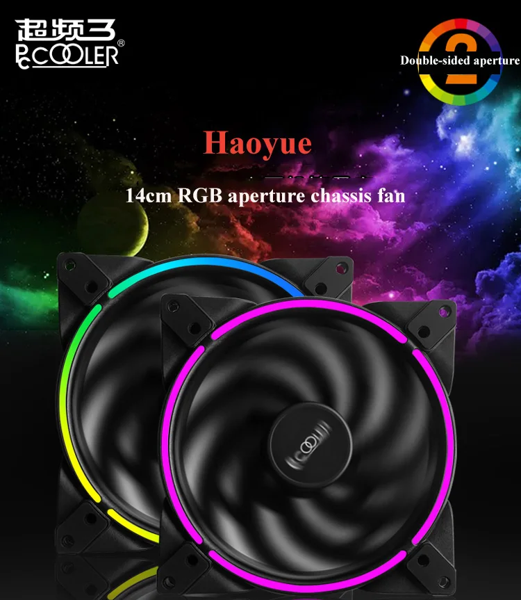 Pccooler 14 см RGB вентилятор для чехол компьютера, высокопроизводительный кулер вентилятор 12V4PIN/5V3PIN RGB PMW вентилятор Замена кулера для воды