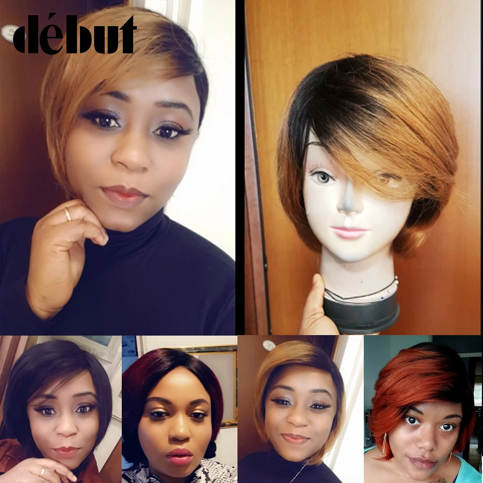 Debut Ombre Human Hair Wigs Brazilian Short Bob TT2/27 Cheap Remy For Black Women | Шиньоны и парики