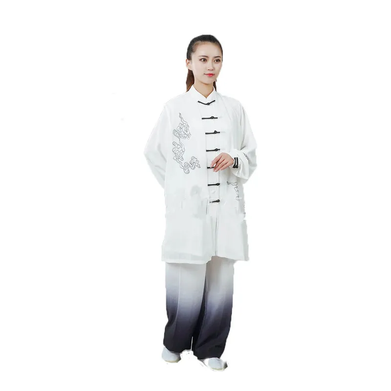 

High Quality Hand-paintedAuspicious Clouds 3pcs/set Tai Chi Performance Suits Kung Fu Martial Arts Competition Training Clothing