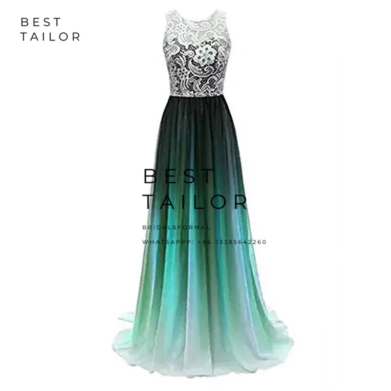 Градиентные платья для выпускного вечера кружевные шифоновые с глубоким