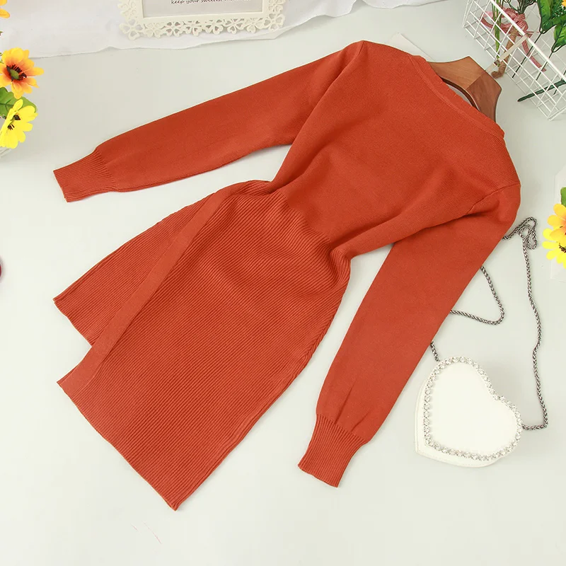 Fitaylor осеннее трикотажное платье-свитер для женщин офисное женское тонкое платье