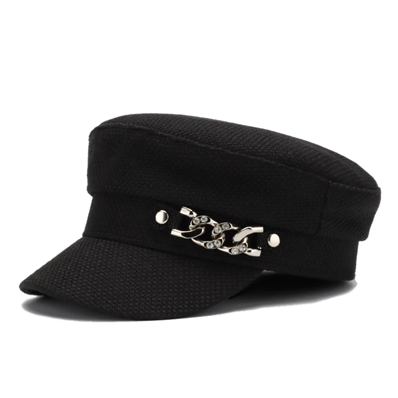 Женская шляпка в стиле милитари COKK хлопковая художника с плоской подошвой