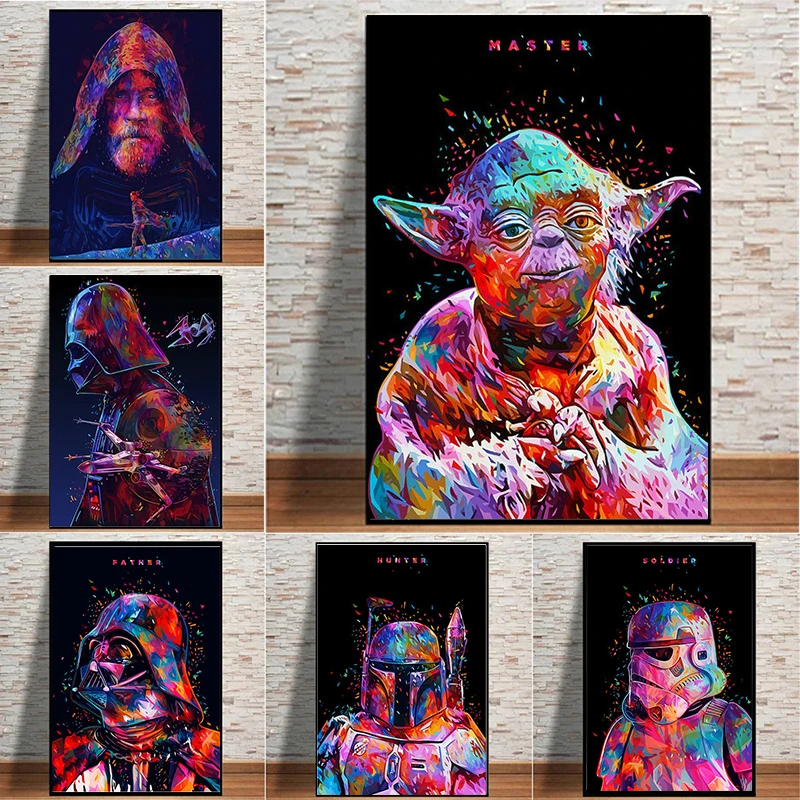 

Disney Movie Star Wars Canvas Paintings Wall Art Watercolor Darth Vader Yoda Best Poster Prints For Living Room Home Decor