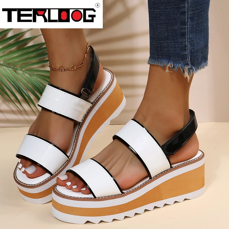 

2022 New Summer Chunky Women Sandals Fashion Woman Shoes Wedges Femme Slippers Slingback Sandy Beach Flip Flops Open-toed Slides