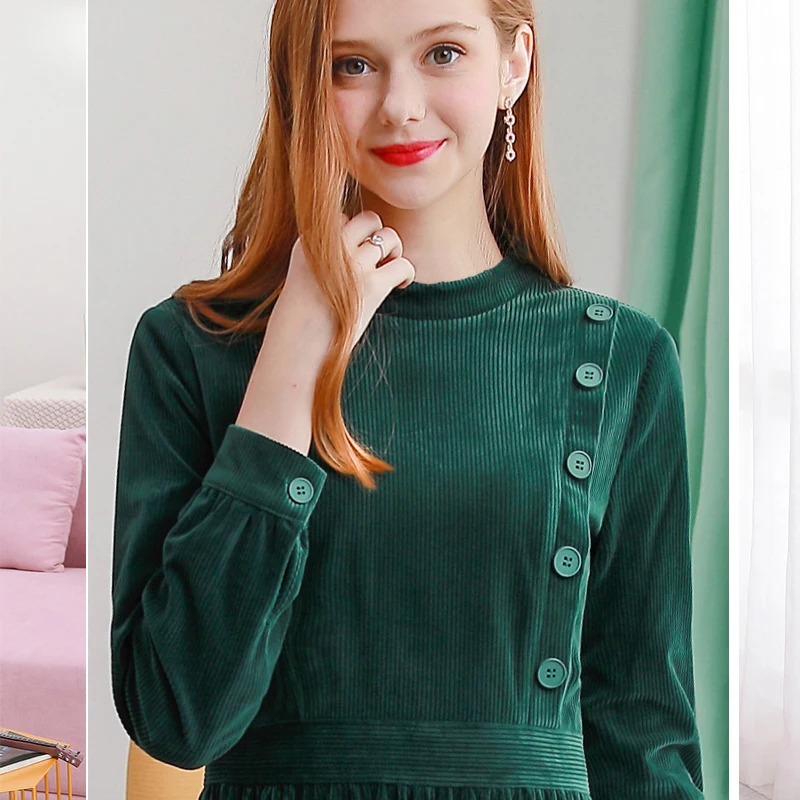 Только плюс зимнее бархатное платье винтажное элегантное тонкое а силуэт