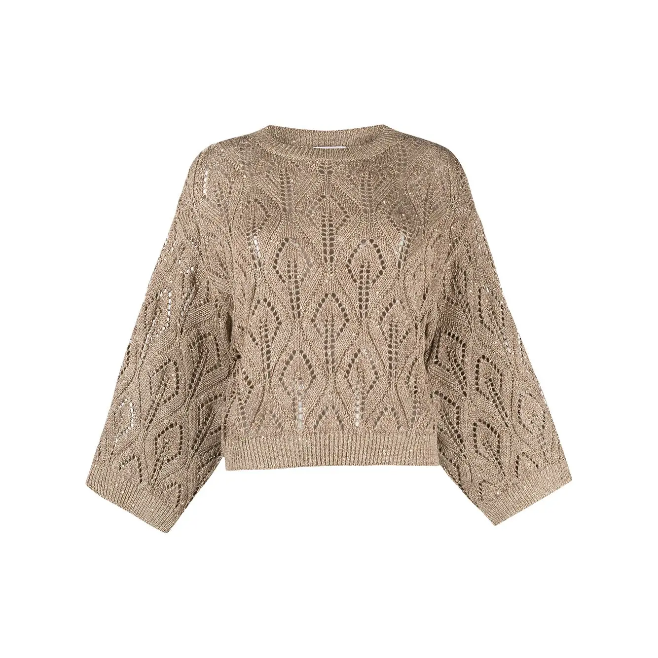 

2021 new round neck hollow women's knitted pullover, early autumn fashion all-match mesh knitted high street knitted sweater