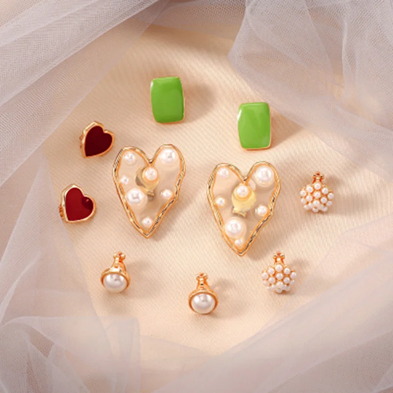 Серьги-клипсы Женские Геометрические золотистые 5 шт. | Украшения и аксессуары