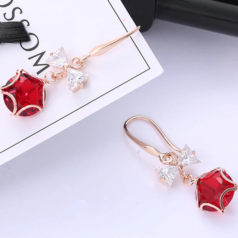 Милые Женские Висячие серьги с кристаллами круглыми звездами бантом модные из