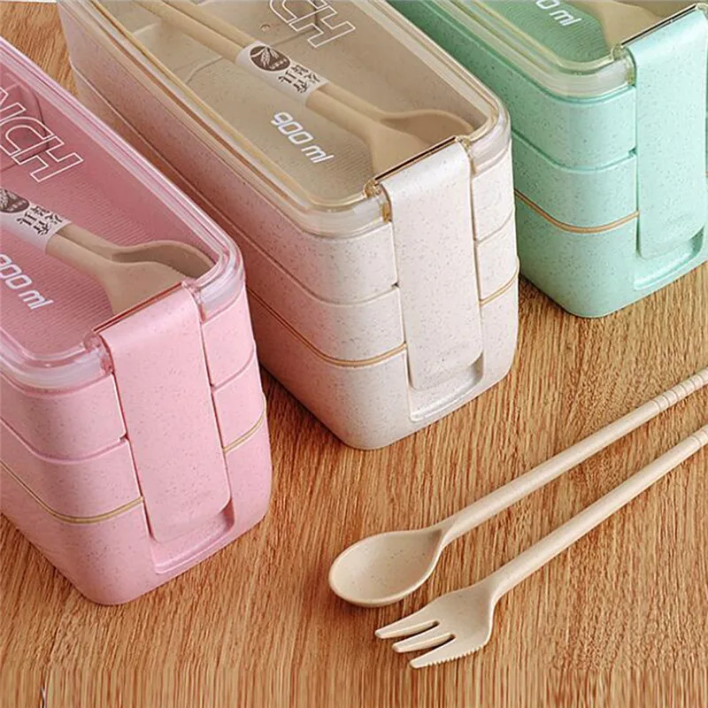 

Imixlot Three-layer Microwave Oven Crisper Lunch Box Salad Bento Sushi Fruit Container Storage Boxes Portable Student Lunch Box