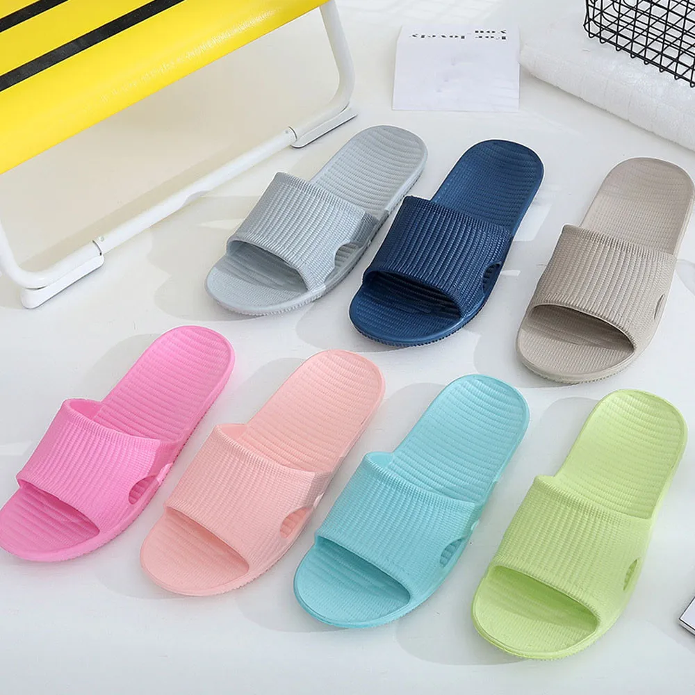 

women Men Stripe Flat Bath Slippers Summer Stripe Flat Bath Slippers Summer Sandals Indoor & Outdoor Slippers